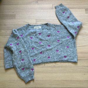 Cropped Gray Heart Sweater